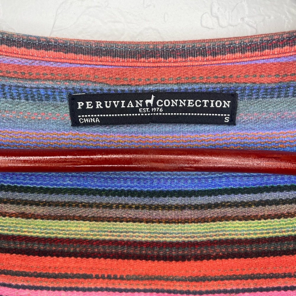 Peruvian Connection Sonora Sunrise Striped 3/4 Sleeve Maxi Dress Small - Picture 6 of 11